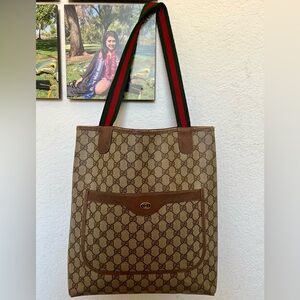Gucci GG Supreme Web-Trimmed Tote
